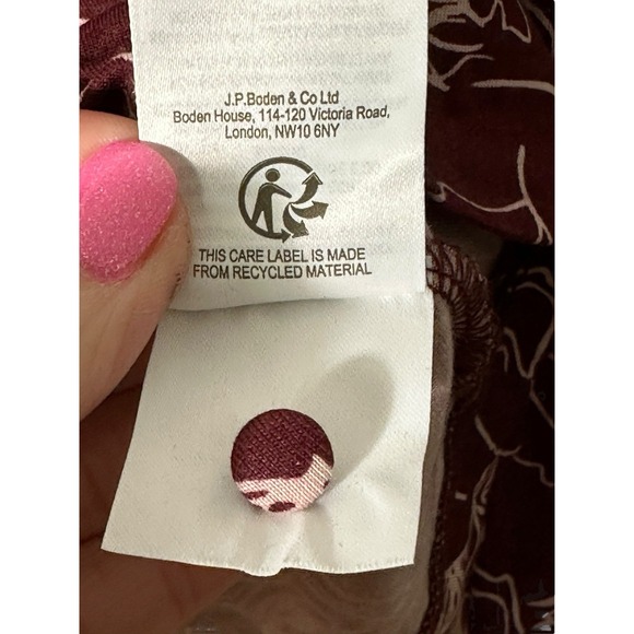 Boden Blouse Button Shirt Long Sleeve Horses Maroon Sz 10 Equestrian Top #DD3-5 - Picture 6 of 10